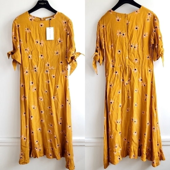 Faithfull the Brand Emilia Botany Floral Print Midi Dress NWT Size 4/Small - Picture 1 of 17